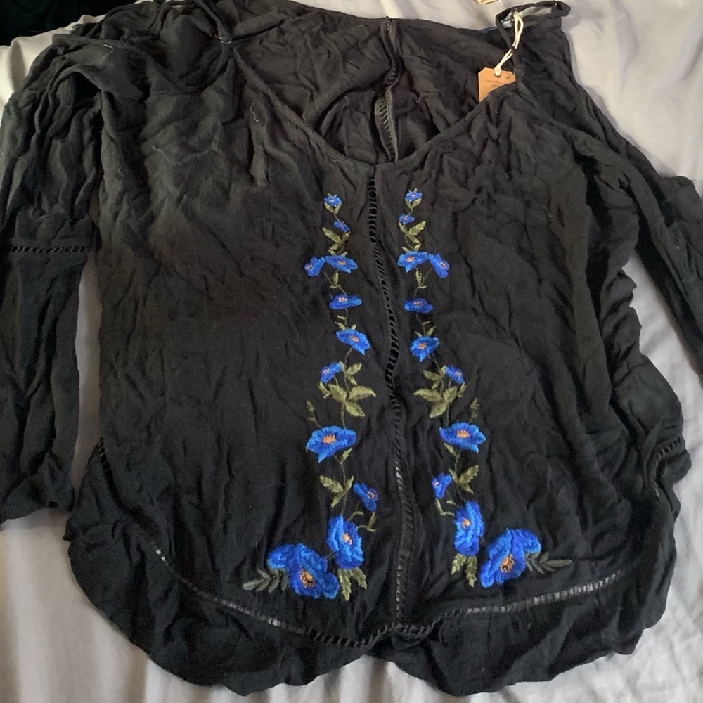 Black off the shoulder blouse